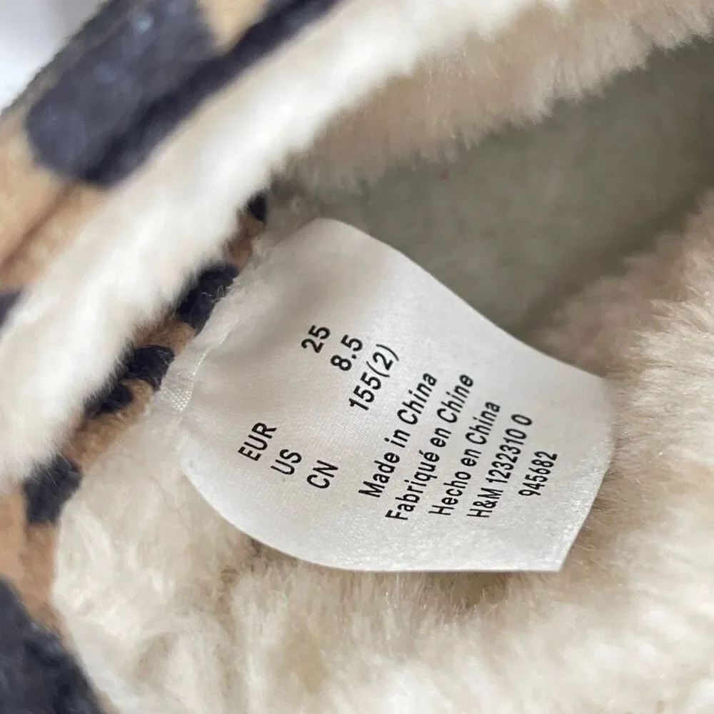 H&M Toddler Leopard Print Faux Suede Fluffy-Lined Ankle Boots Size 8.5 NWT